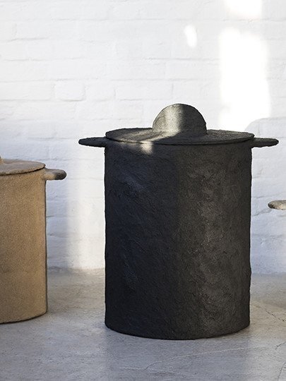 Serax Korb + Deckel Marie Papier Mache Schwarz D40H50