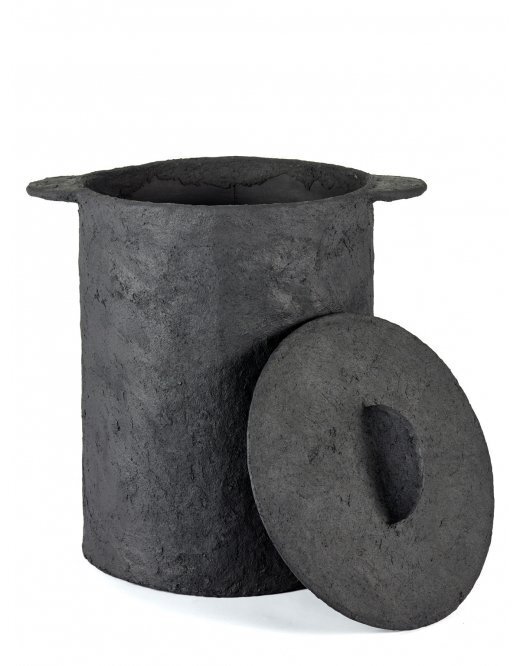 Serax Basket+Lid+Linen Bag Black Earth