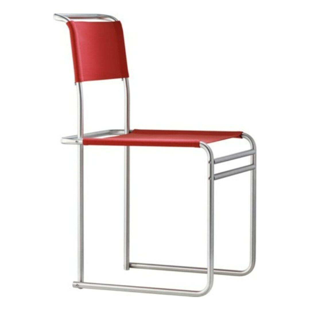 Tecta Tecta B40 Stuhl Bauhaus-Gurt Rot, Stahlrohr Vernickelt, Ohne