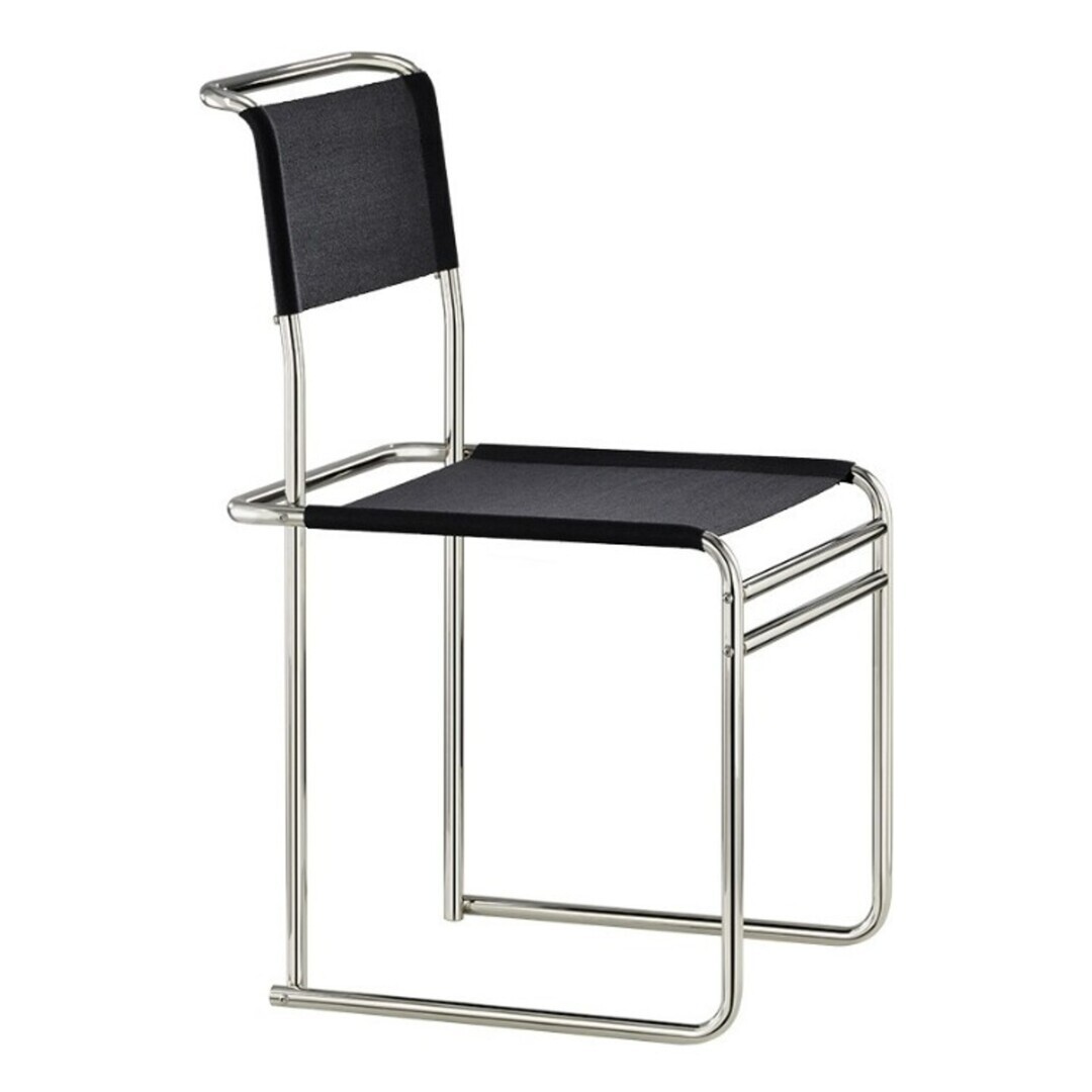 Tecta Tecta B40 Stuhl Bauhaus-Gurt Schwarz, Stahlrohr Vernickelt, Ohne