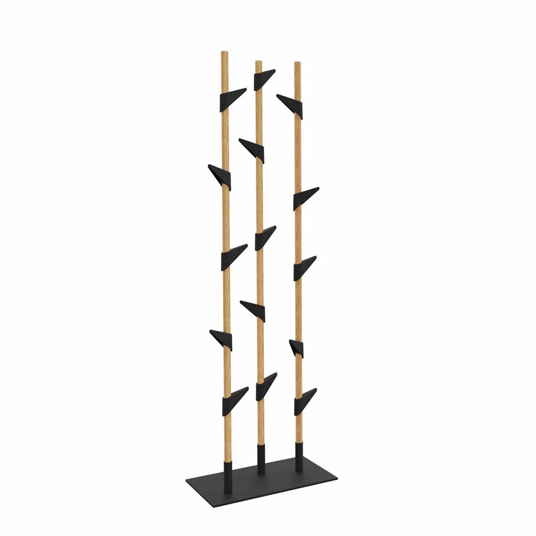 Cascando Cascando Bamboo Standgarderobe 3 Ständer, Verkehrsschwarz