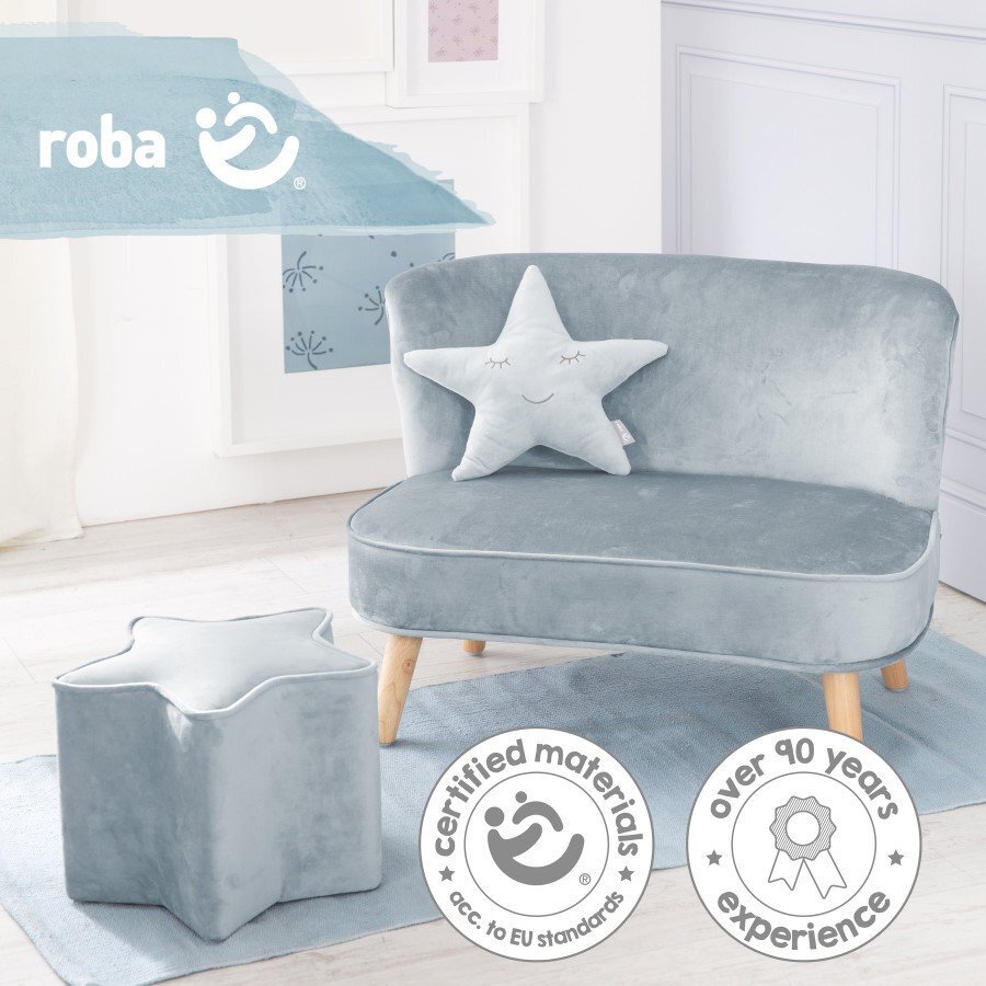 Roba Bundle Lil Sofa Inkl Kindersofa Sternenhocker & Dekokissen Stern - Hellblau/Sky