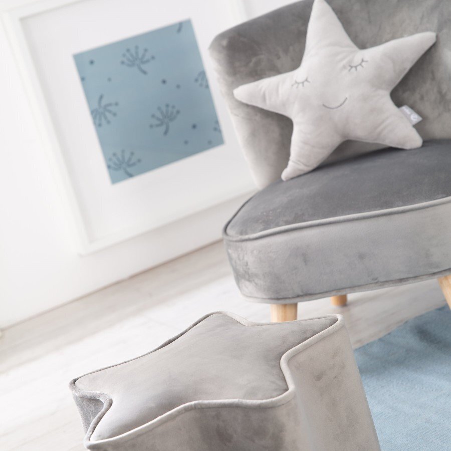 Roba Bundle Lil Sofa Inkl Kindersofa Sternenhocker & Dekokissen Stern - Silbergrau