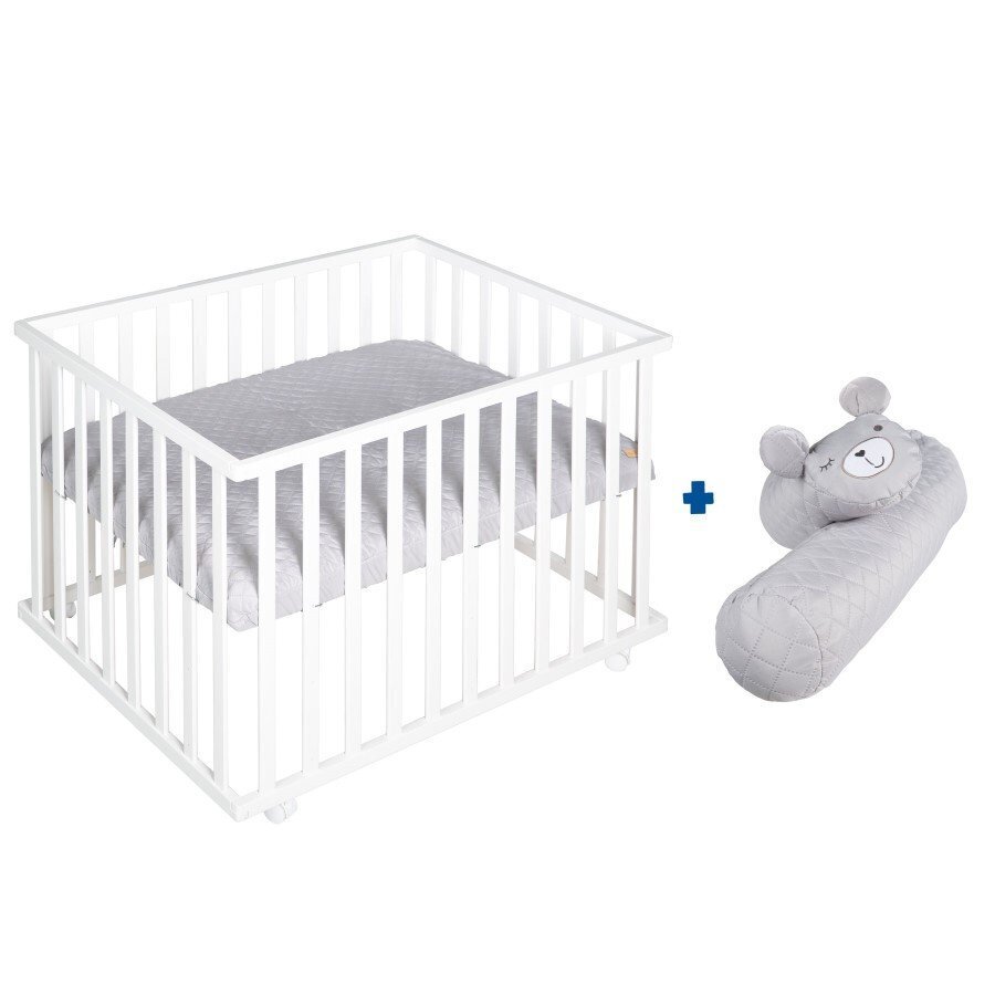 Roba Bundle Roba Style Inkl Laufgitter 4 Eckig Mikrofaser Bettschlange Geprüft - Grau