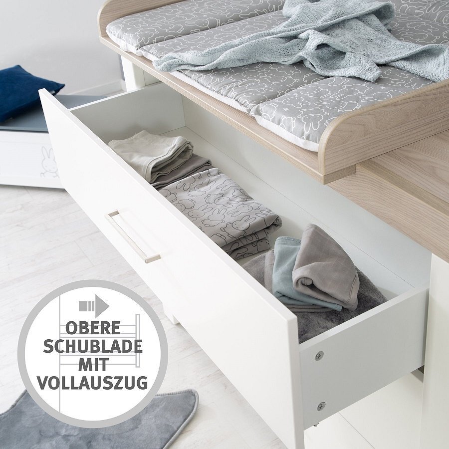 Wickelkommode Lucy Mit Wickelansatz 3 Soft-Close-Schubladen