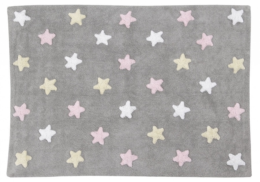Lorena Canals Tricolor Stars 120 x 160 cm - Grey Pink