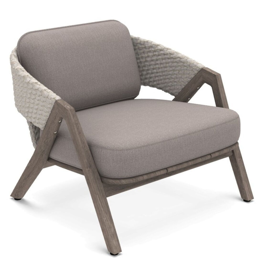 Ethimo Sessel Knit von Ethimo gebeiztes Teakholz, Seil - Hellgrau
