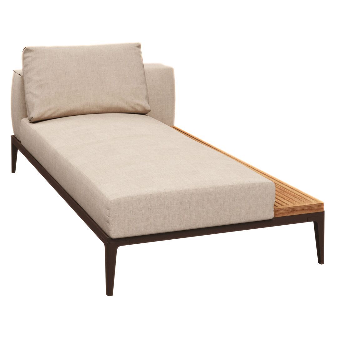 Gloster Gloster Grid Chaise Unit Teak - Outdoor Liegestuhl Element aus Teakholz Java, Ground Sand, Liegestuhl Element aus Teakholz Links
