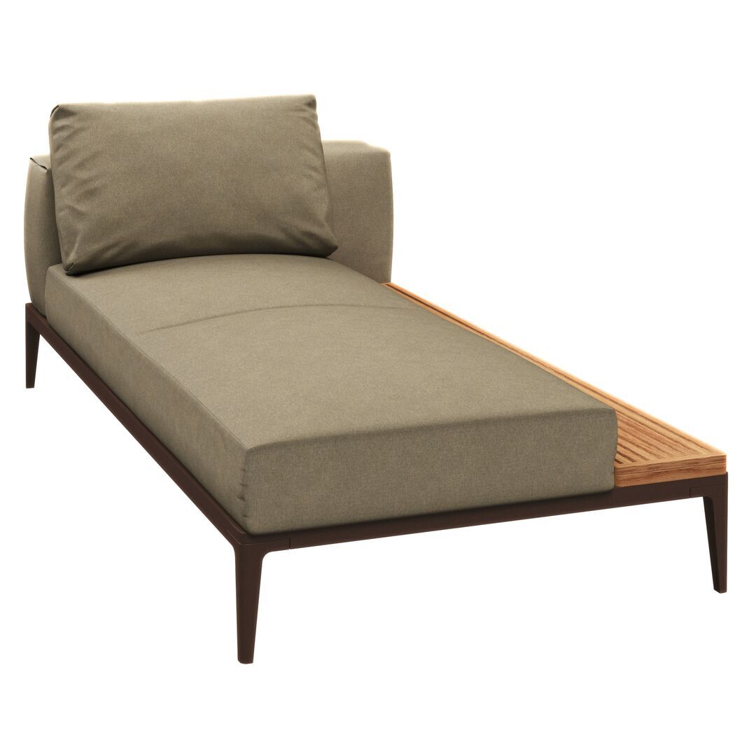 Gloster Gloster Grid Chaise Unit Teak - Outdoor Liegestuhl Element aus Teakholz Java, Heritage Ashe, Liegestuhl Element aus Teakholz Links