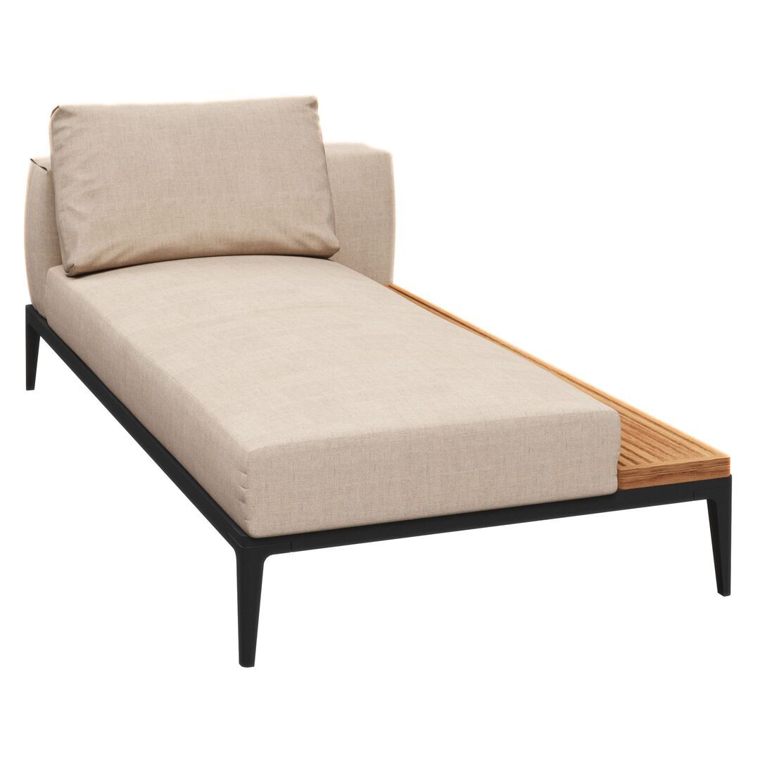 Gloster Gloster Grid Chaise Unit Teak - Outdoor Liegestuhl Element aus Teakholz Meteor, Ground Sand, Liegestuhl Element aus Teakholz Links