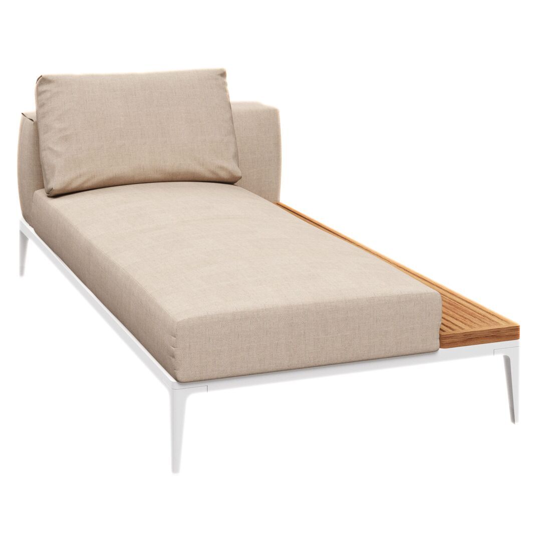 Gloster Gloster Grid Chaise Unit Teak - Outdoor Liegestuhl Element aus Teakholz White, Ground Sand, Liegestuhl Element aus Teakholz Links