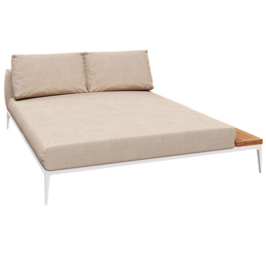 Gloster Gloster Grid Chill Chaise Element Teak - Outdoor Chill Liegestuhl Element aus Teakholz White, Ground Sand, Chill Liegestuhl Element aus Teakholz Links