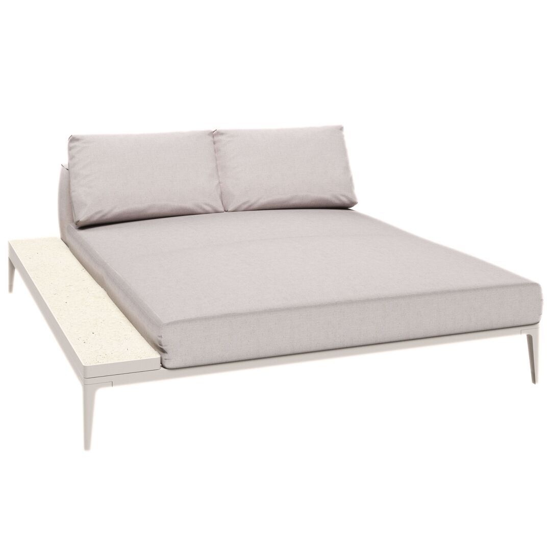 Gloster Grid Chill Chaise Unit Ceramic - Outdoor Chill Liegestuhl Element aus Keramik Bone / Verona Ceramic, Ground Beach, Rechts