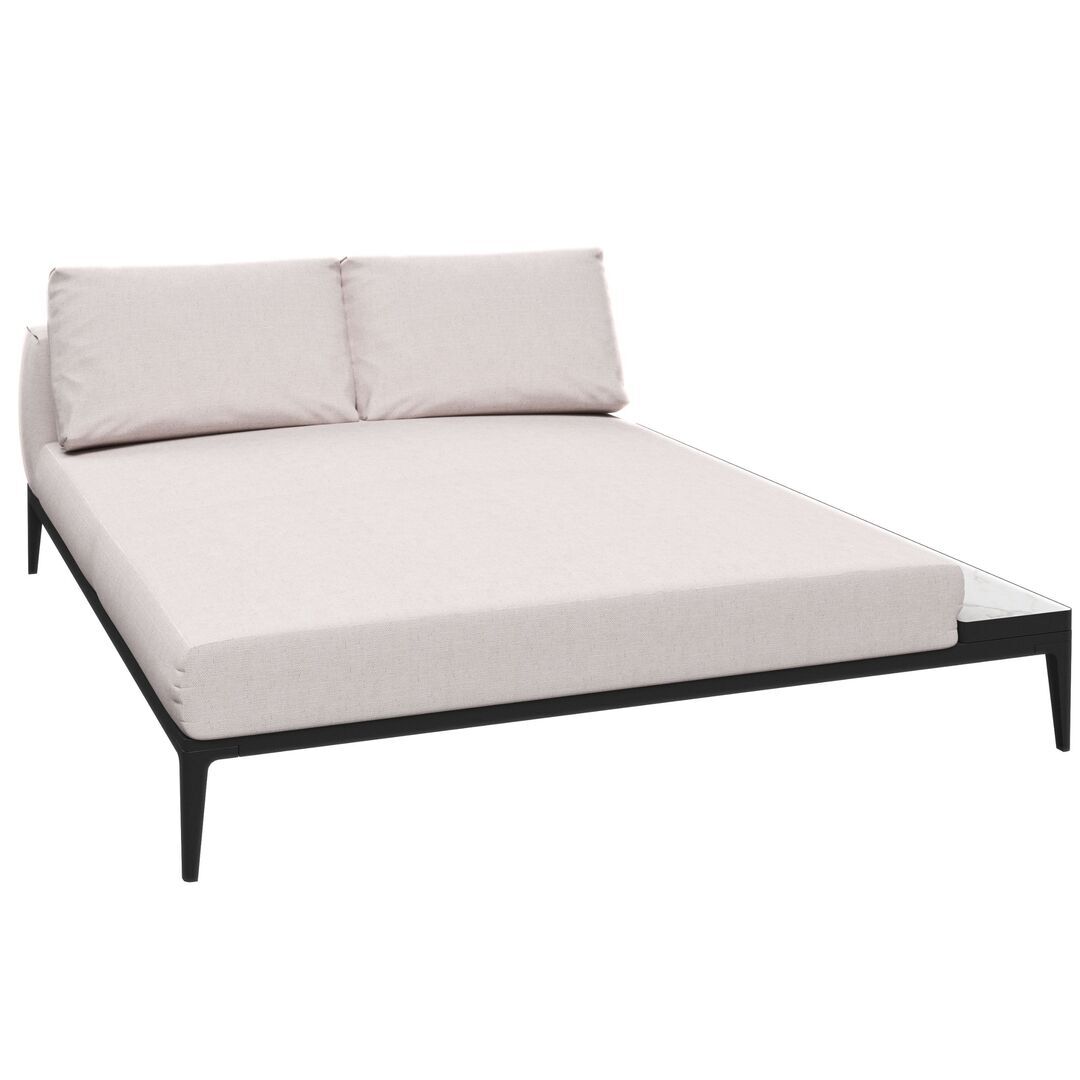Gloster Grid Chill Chaise Unit Ceramic - Outdoor Chill Liegestuhl Element aus Keramik Meteor / Bianco Ceramic, Ground Beach, Links