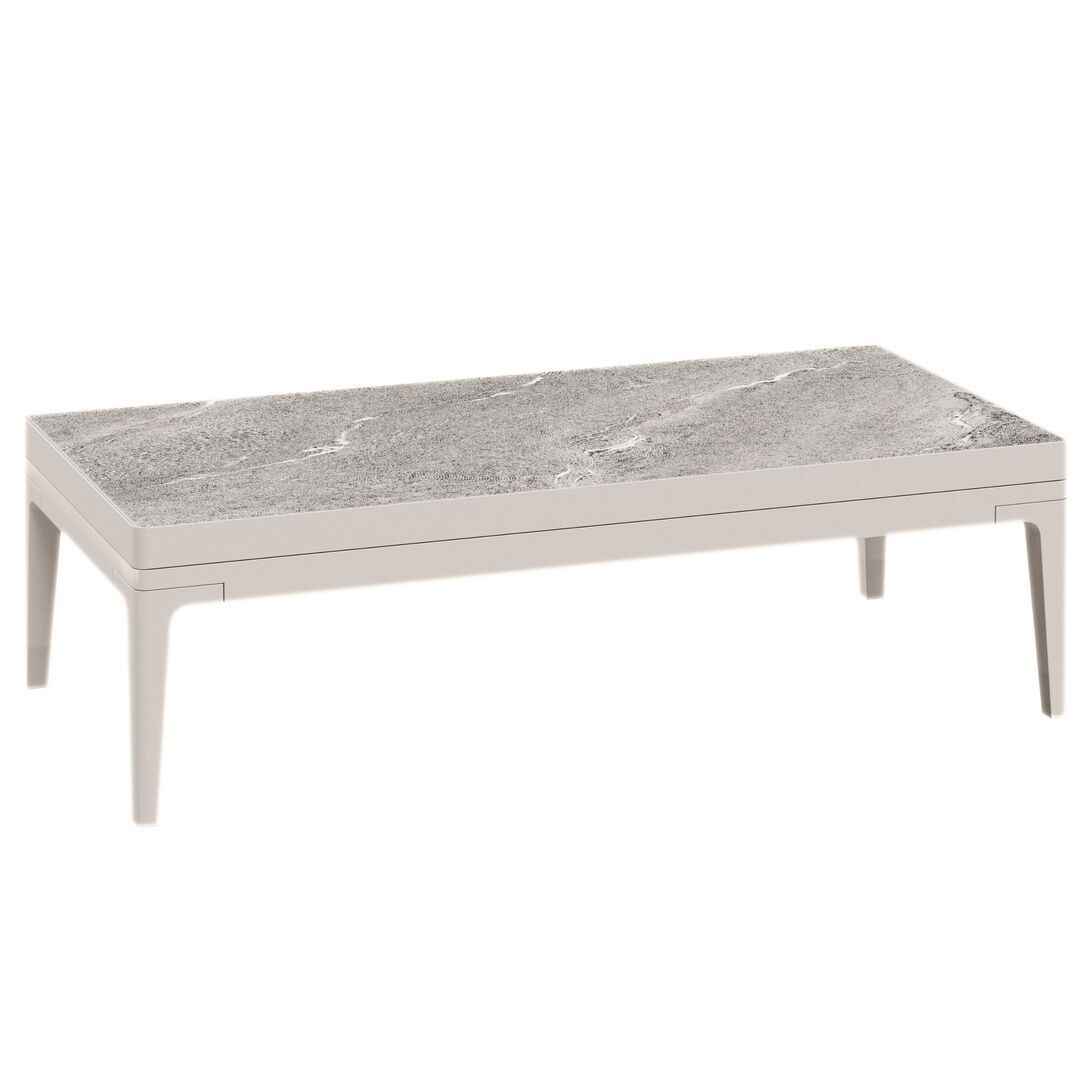 Gloster Grid Small Coffee Table Ceramic - Outdoor Kleiner Couchtisch aus Keramik Bone / Grigio Ceramic
