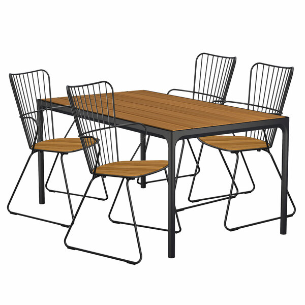 Gartenmöbel Set - Four Tisch mit 4 Paon Armlehnstühlen