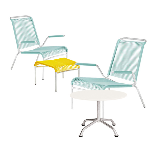 Altorfer-Gartenmöbel-Set - Beistelltisch mit 2 Loungern und Ottoman