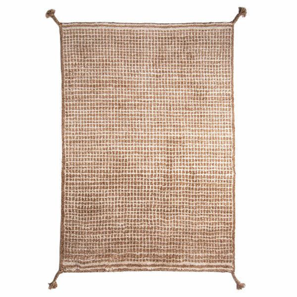 Tapis Grid noué à la main dans des couleurs naturelles