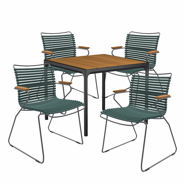 Gartenmöbel Set - Four Tisch mit 4 Click Armlehnstühlen