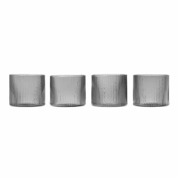 Vente de stock : verres profonds « Ripple » gris fumé, lot de 4