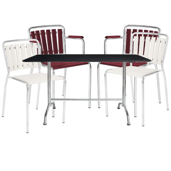 Ensemble de jardin Haefeli avec 4 chaises et table