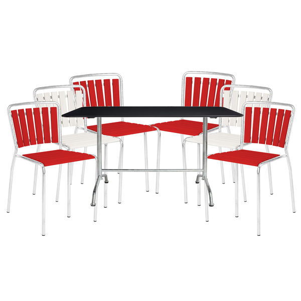 Ensemble de jardin Haefeli avec 6 chaises et table