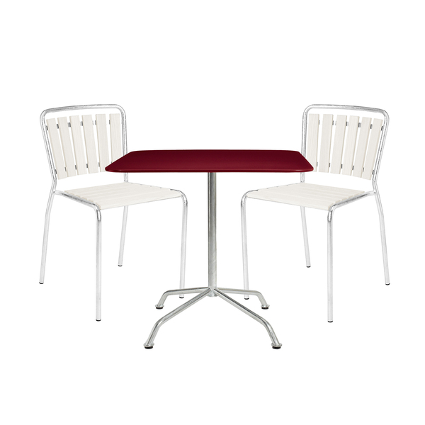 Ensemble de jardin Haefeli avec 2 chaises et table rectangulaire