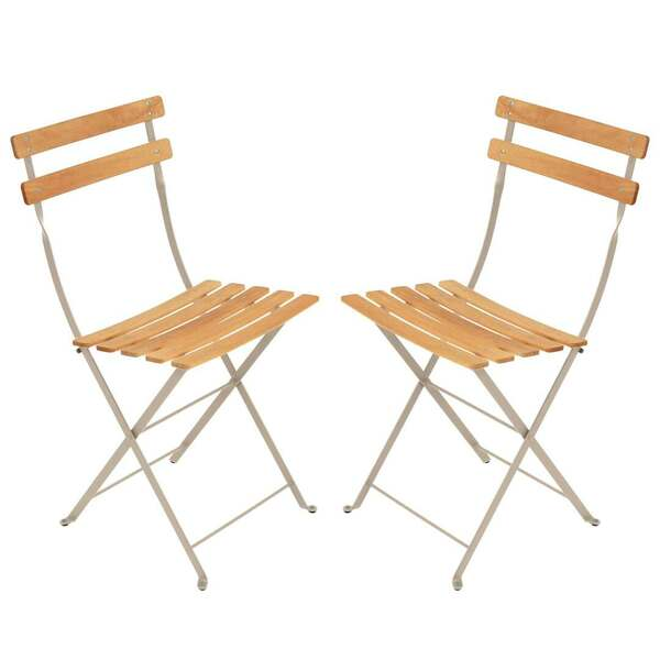 Bistro Gartenstuhl mit Holzlatten 2er Set