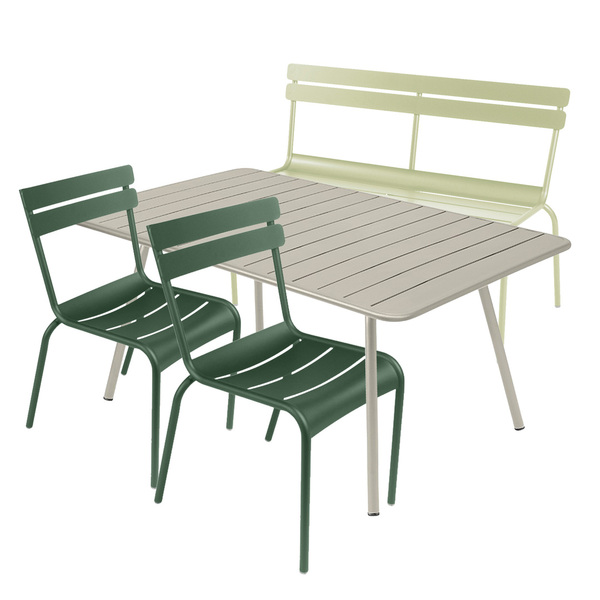 Luxembourg Gartenmöbel Set - Tisch 143 x 80 cm mit 2 Stühlen und Bank