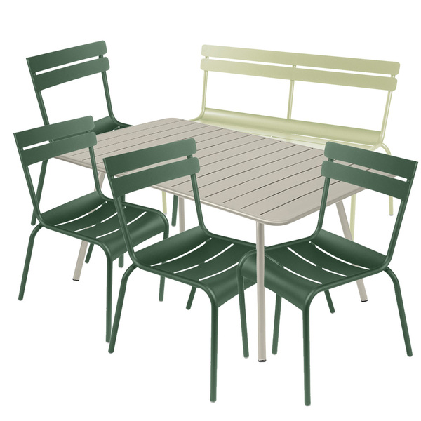 Luxembourg Gartenmöbel Set - Tisch 165 x 100 cm mit 4 Stühlen und Bank