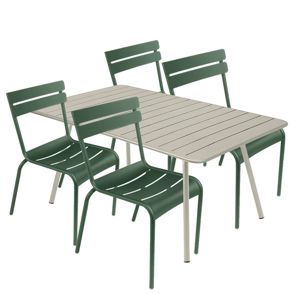Luxembourg Gartenmöbel Set - Tisch 143 x 80 cm mit 4 Stühlen