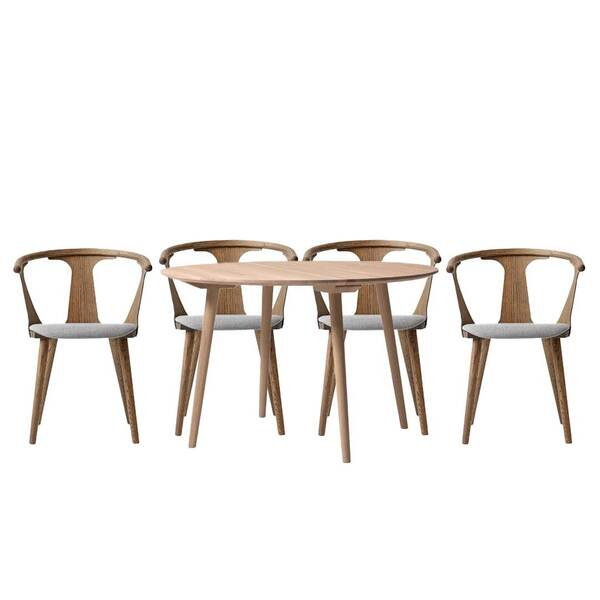 In Between Esszimmer Set: Runder Esstisch SK4 mit 4 SK2 Stühlen gepolstert