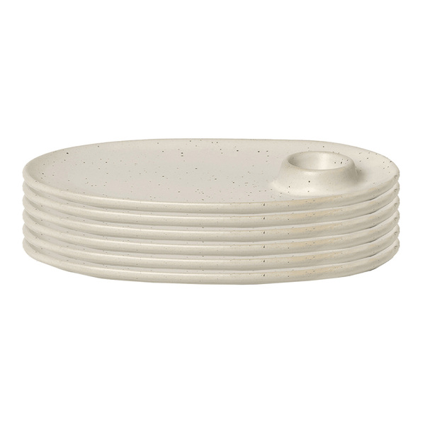 set de 6 assiettes à déjeuner en grès Flow