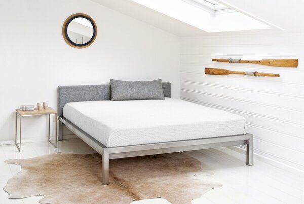 Pure Doppelbett Edelstahl mit Polsterkopfteil
