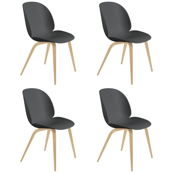 Beetle Dining Chair mit Holzgestell 4er Set
