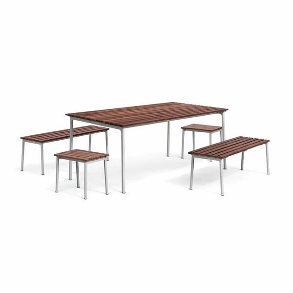 Traverse Table Rechteckig mit Stool und Bench 4er Set