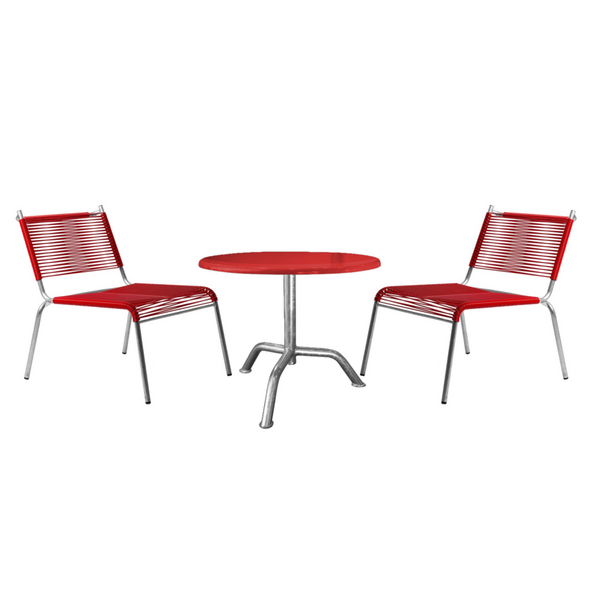 Ensemble de salon d'extérieur - Table basse ronde avec 2 chaises longues Spaghetti 21