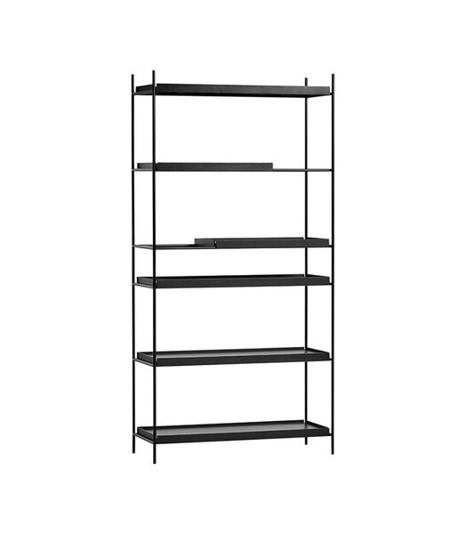 Tray Shelf High - 4 Black Wide With 2 Short Shelves