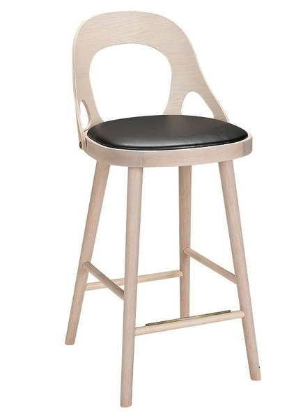 Colibri Barchair 63cm Oak Blonde Bonded Leather Black Emb