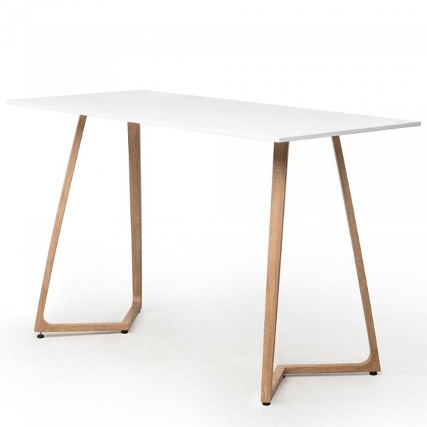 Table de salle à manger haute - Wings Grande - Aluminium, décor chêne