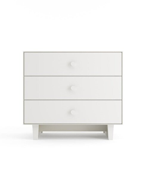 Commode Merlin 3 tiroirs blanc/bouleau pieds Rhea