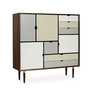 Andersen Furniture Raffinierte Kommode 'Storage S3' Walnuss geölt / Türen in Grautönen