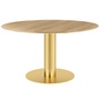 Gubi Esstisch 'Gubi 2.0'  Ø: 150 cm, Oak Semi Matt Lacquered, Brass