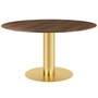 Gubi Esstisch 'Gubi 2.0'  Ø: 150 cm, American Walnut Semi Matt Lacquered, Brass