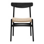 Carl Hansen & Søn Stuhl 'CH23' Eiche Black lackiert, Papierkordel Natur