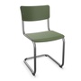 Thonet Stuhl S 43 Buche olivgrün gebeizt - RAL 6003, Chrom, ohne Gleiter