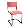 Thonet Stuhl S 43 Buche korallrot gebeizt - TP 233, Schwarz lackiert - TS 9005, ohne Gleiter