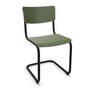 Thonet Stuhl S 43 Buche olivgrün gebeizt - RAL 6003, Schwarz lackiert - TS 9005, ohne Gleiter