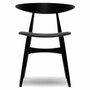 Carl Hansen & Søn Polsterstuhl 'CH33P' Schwarz 98 - Leder 'SIF', Buche Black lackiert	