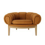 Gubi Croissant Lounge Chair Eiche geölt, Cognac 1708 - Chamois Leder